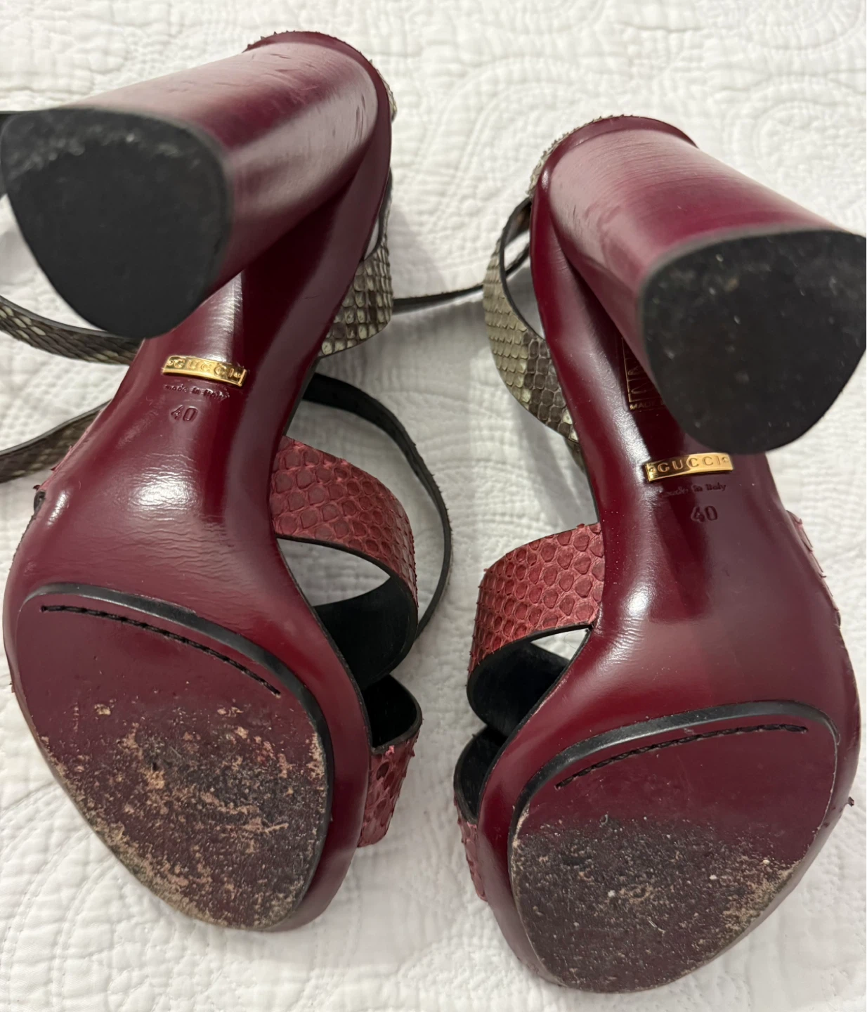 Gucci Snake Embossed Platform Sandals - photo 4