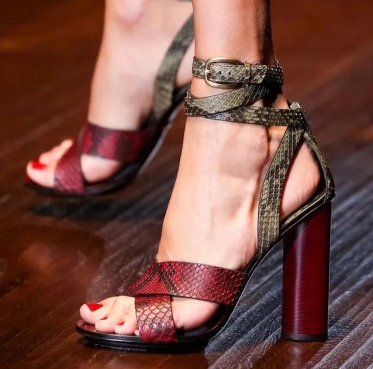Gucci Snake Embossed Platform Sandals
