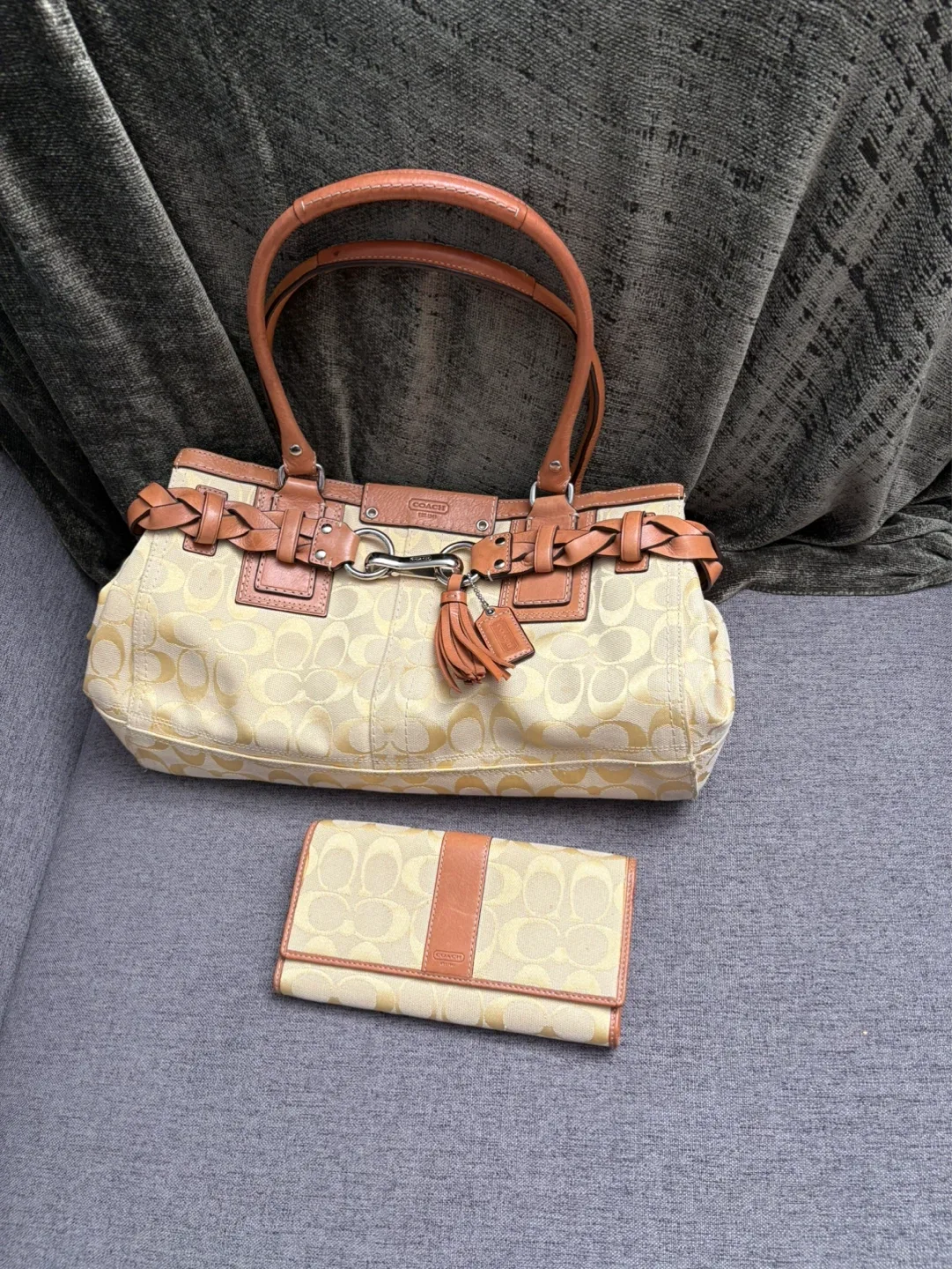 Coach Signature Canvas Hobo Bag and Wallet Set