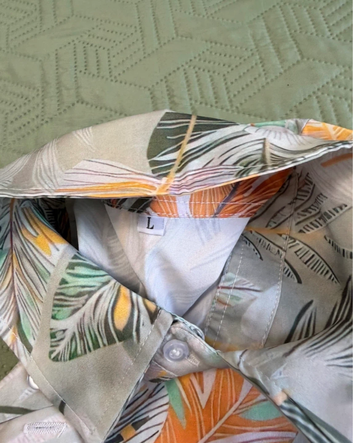 Men's Tropical Print Button-Up Shirt and Shorts Set - Size L - photo 2