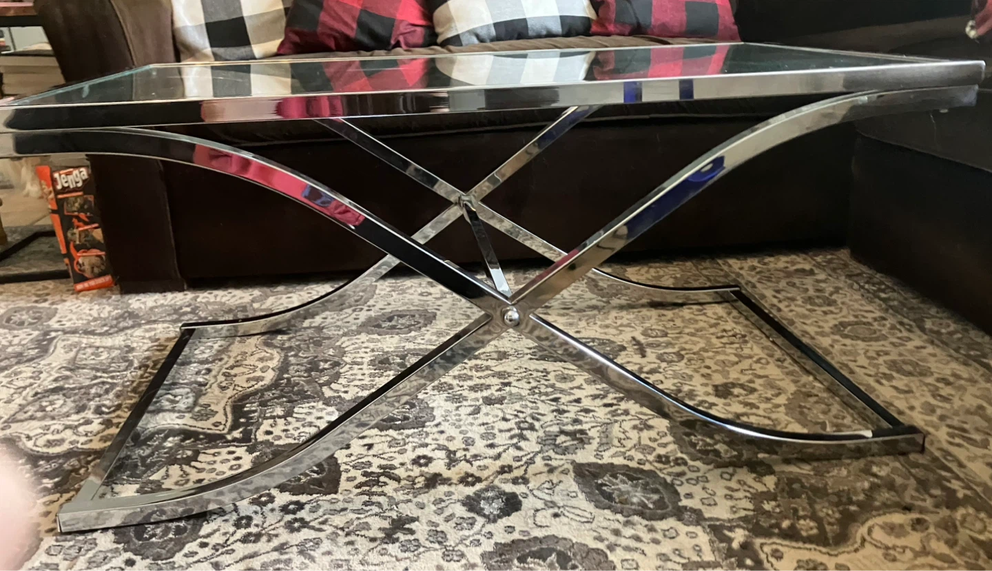 Glass and Chrome Coffee Table - photo 2