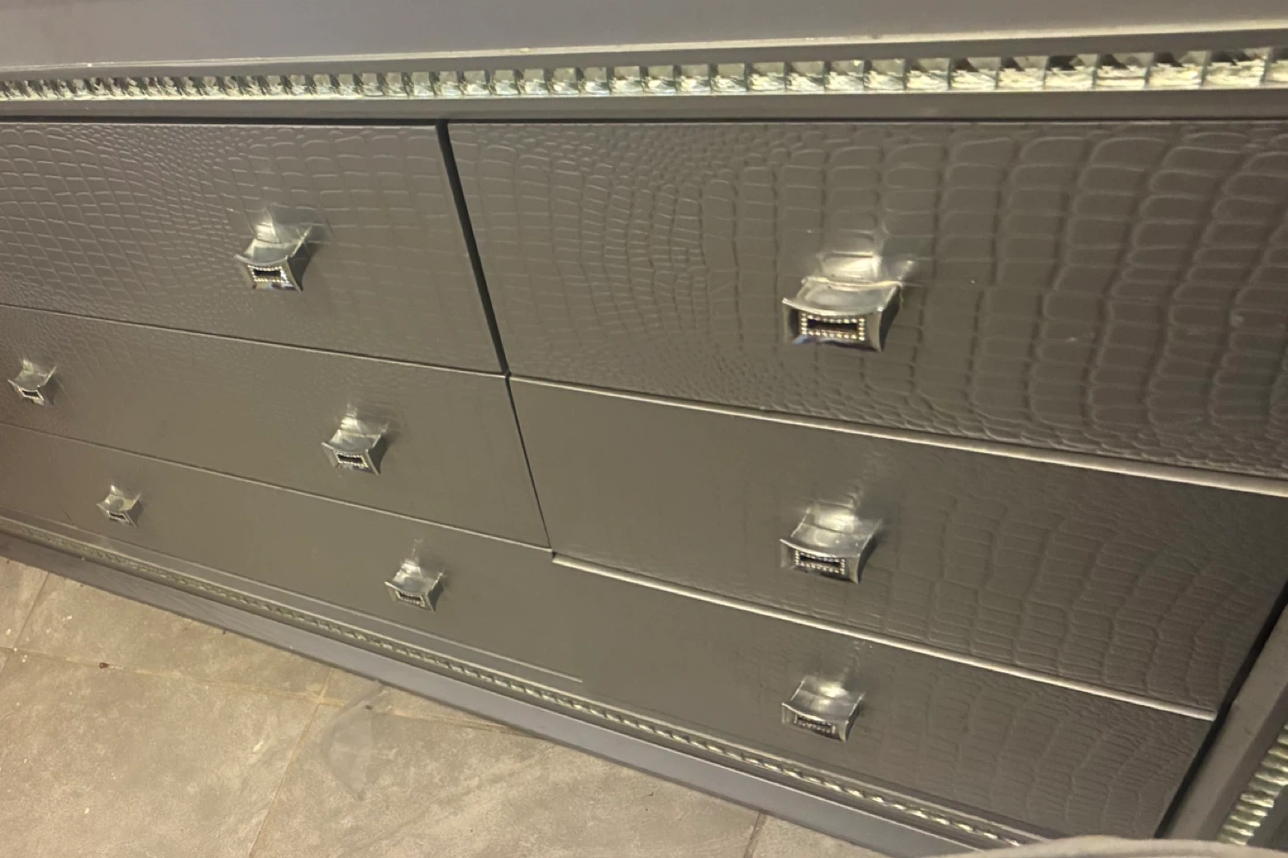 Gray Crocodile Embossed 9-Drawer Dresser - photo 3
