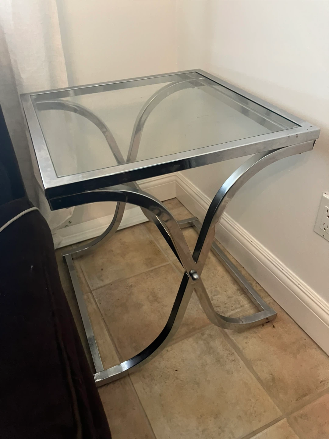Glass and Chrome End Table - photo 2