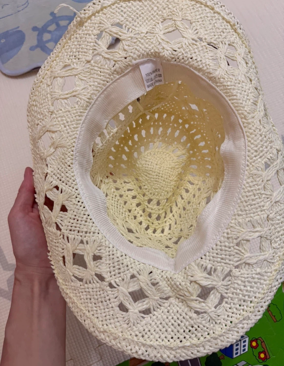 Cream Crocheted Paper Sun Hat - photo 3