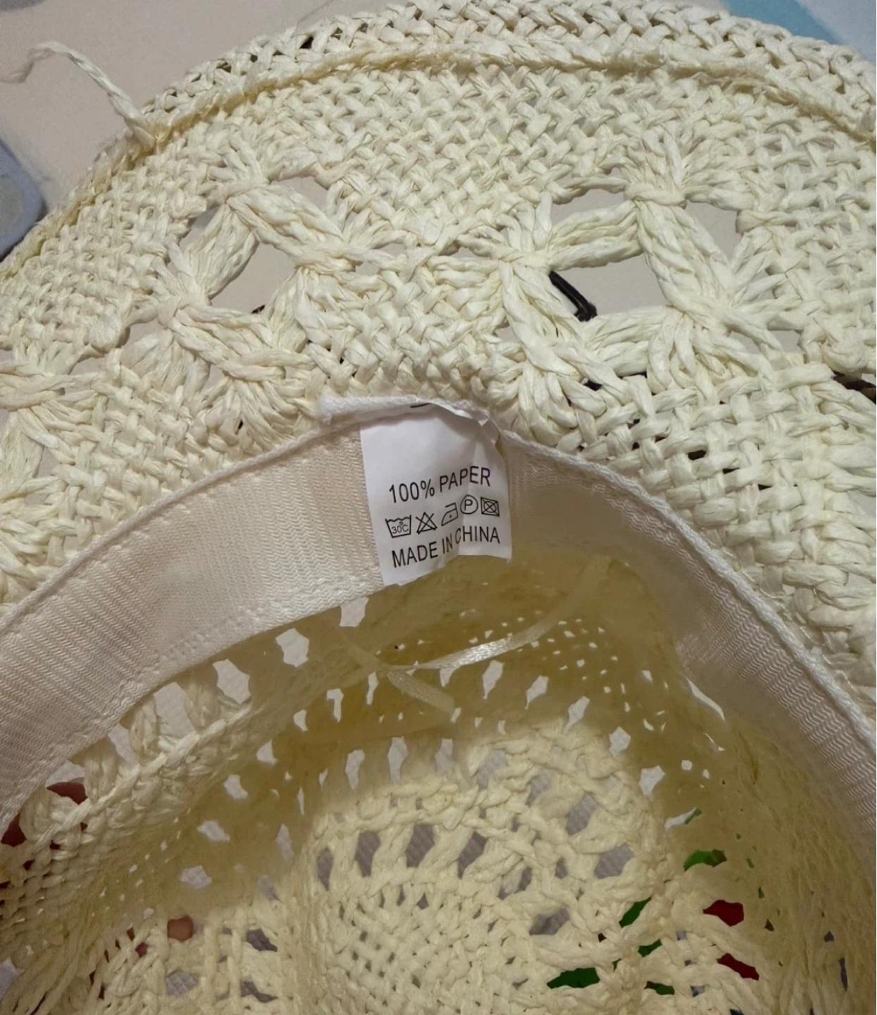 Cream Crocheted Paper Sun Hat - photo 4