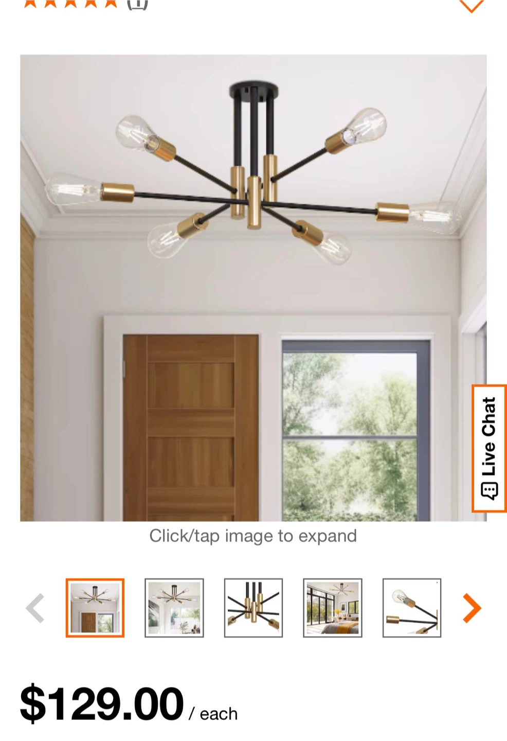 Modern Sputnik Chandelier - Black & Gold - photo 3