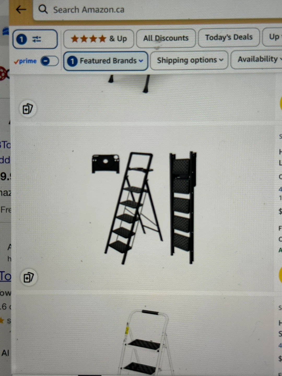 Step Ladder, 5 Step Folding Step Stool with Tool Platform