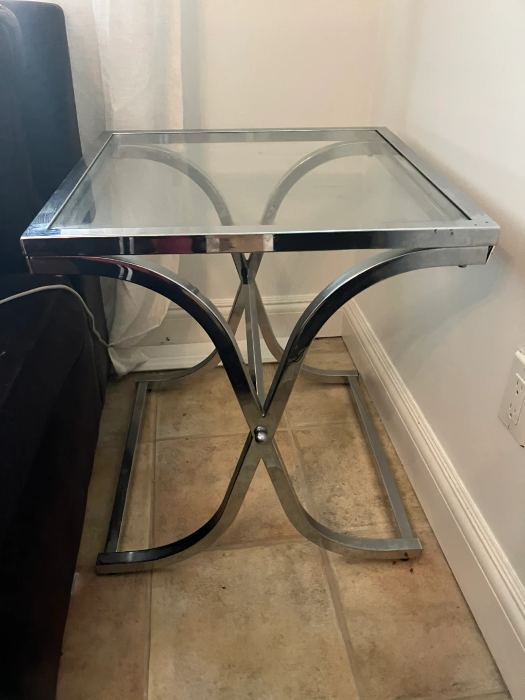 Glass and Chrome Coffee Table and End Table Set - photo 4