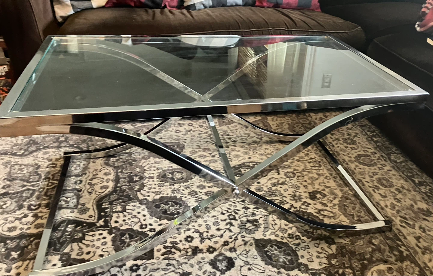 Glass and Chrome Coffee Table and End Table Set - photo 3