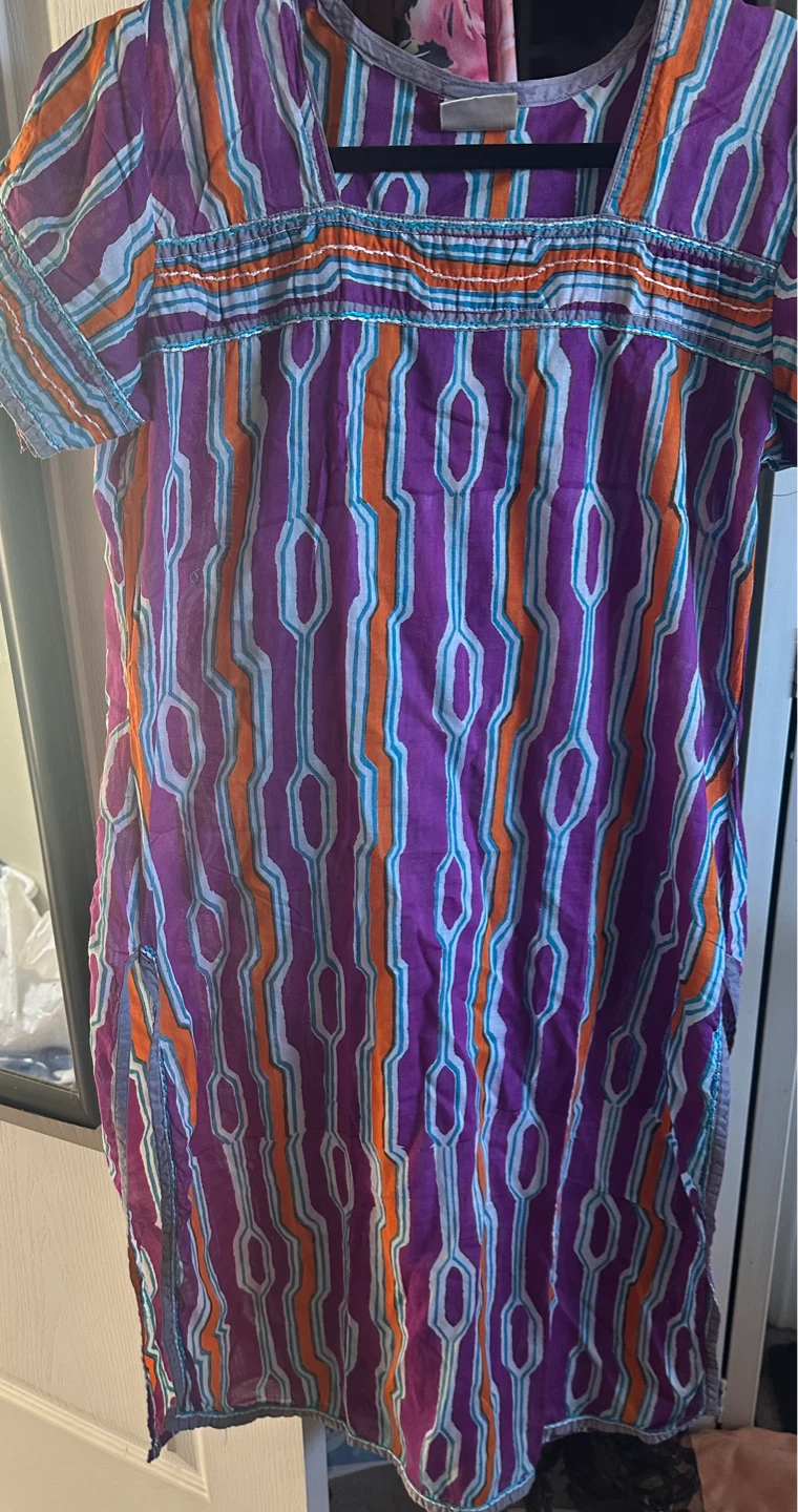 Purple Striped Cotton Tunic Top