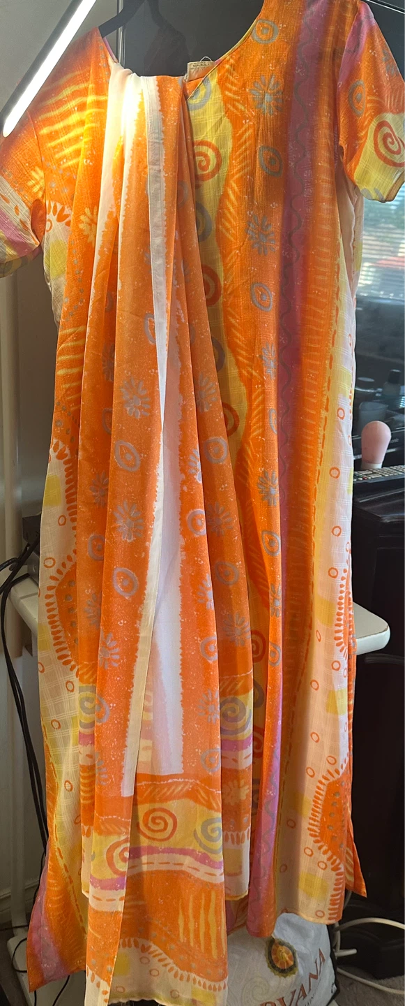 Orange & Yellow Patterned Blouse