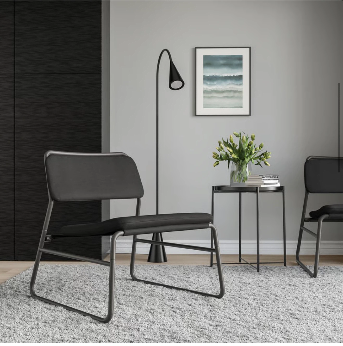 2 Black metal accent chair with cushion - photo 3