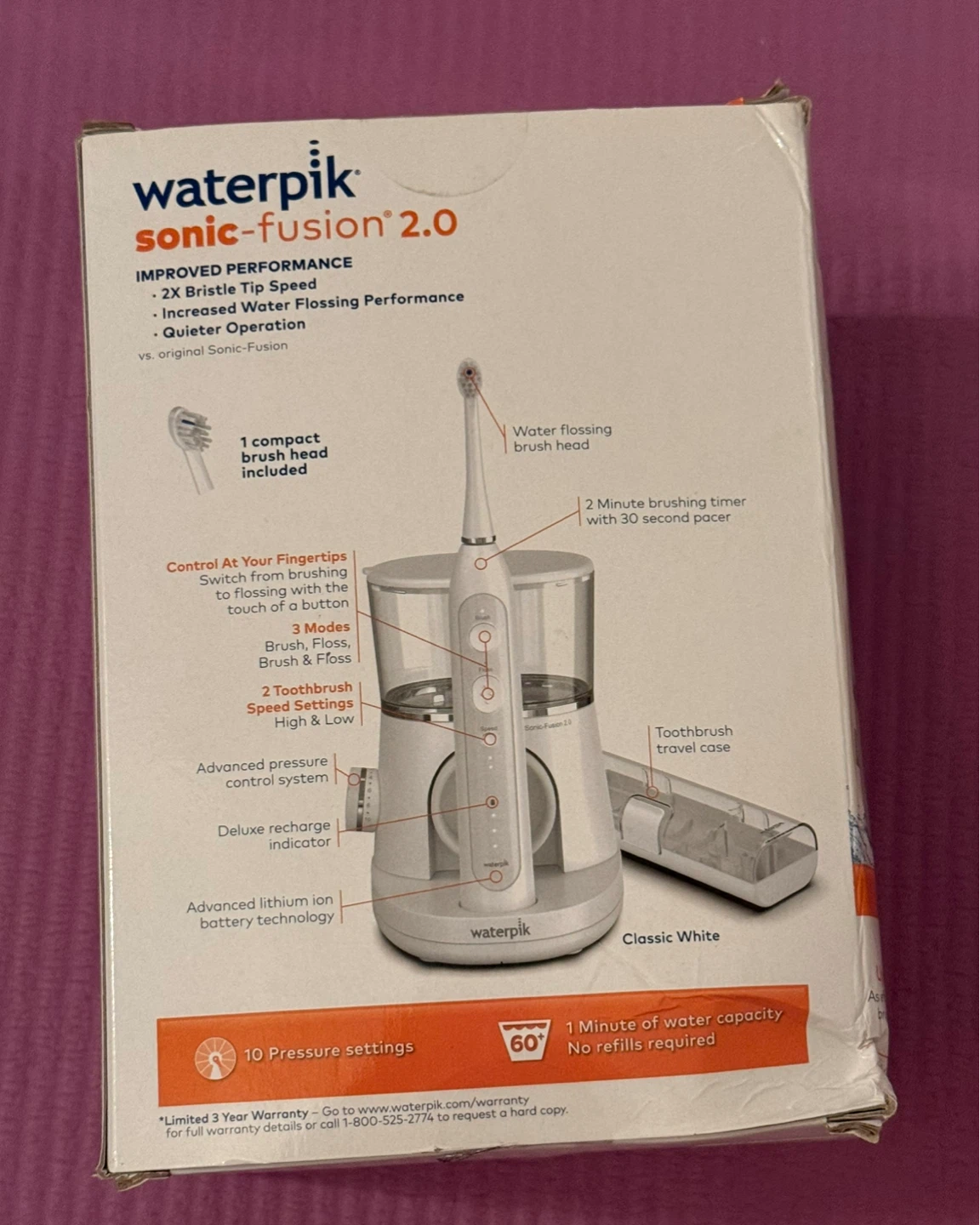 NEW⚽️Waterpik Sonic-Fusion 2.0 Flossing Toothbrush - photo 3