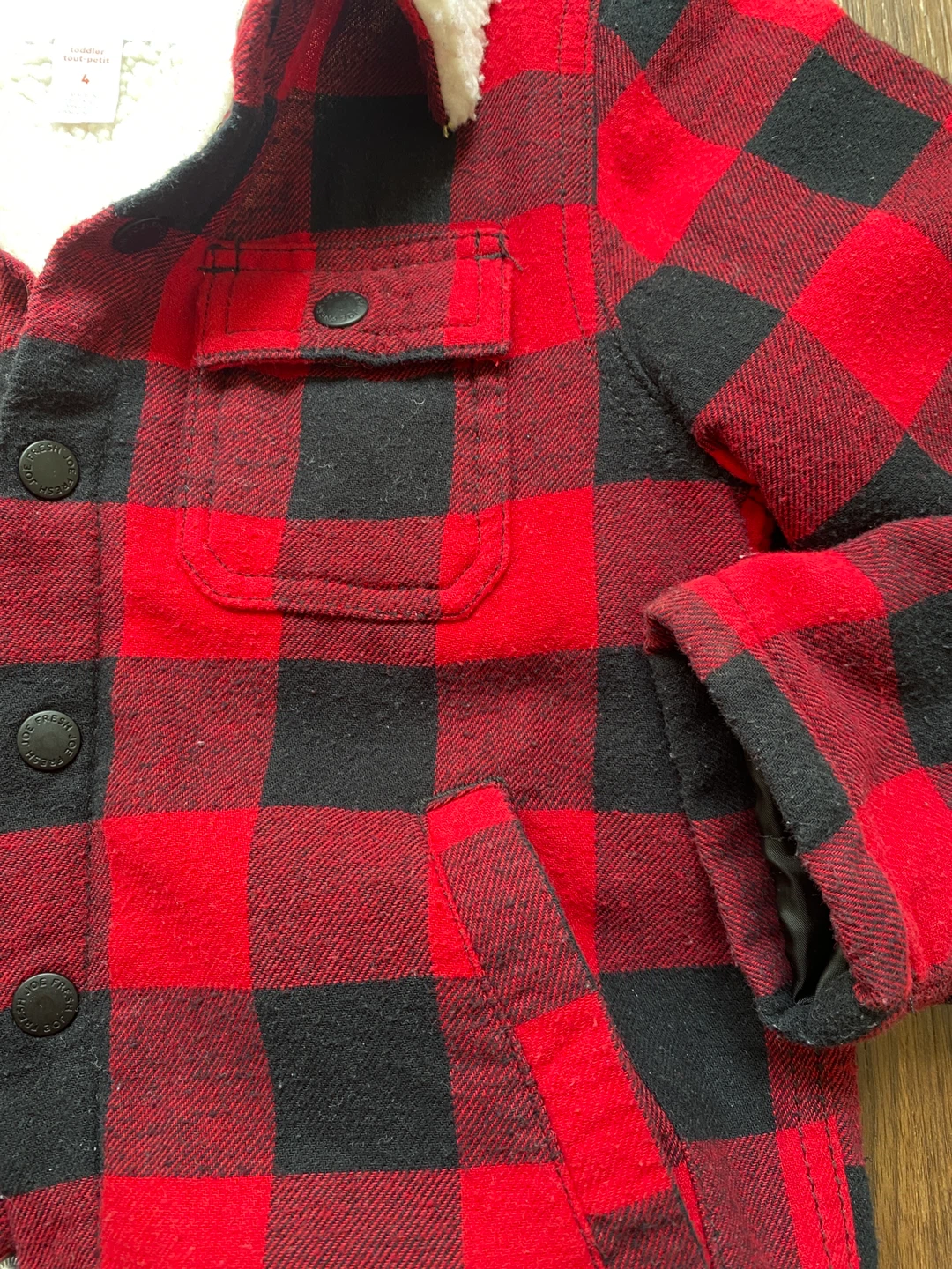 Joe Fresh Toddler Red Plaid Sherpa Lined Jacket Size 4 ⚽️ - photo 3