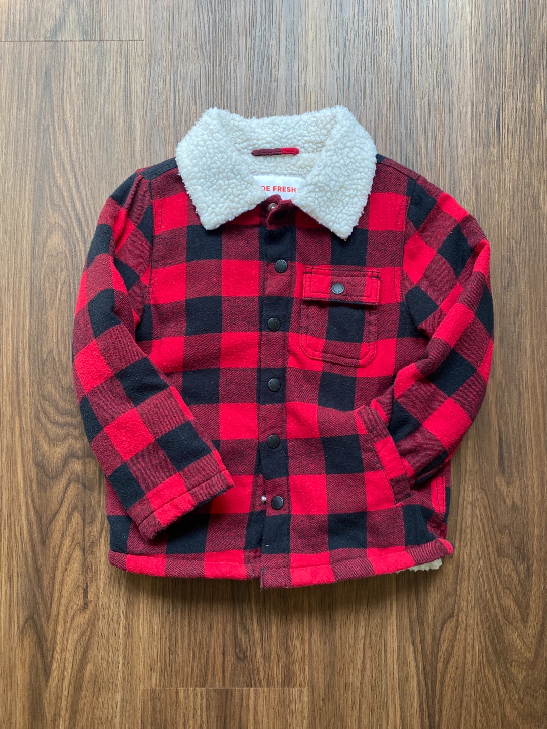 Joe Fresh Toddler Red Plaid Sherpa Lined Jacket Size 4 ⚽️