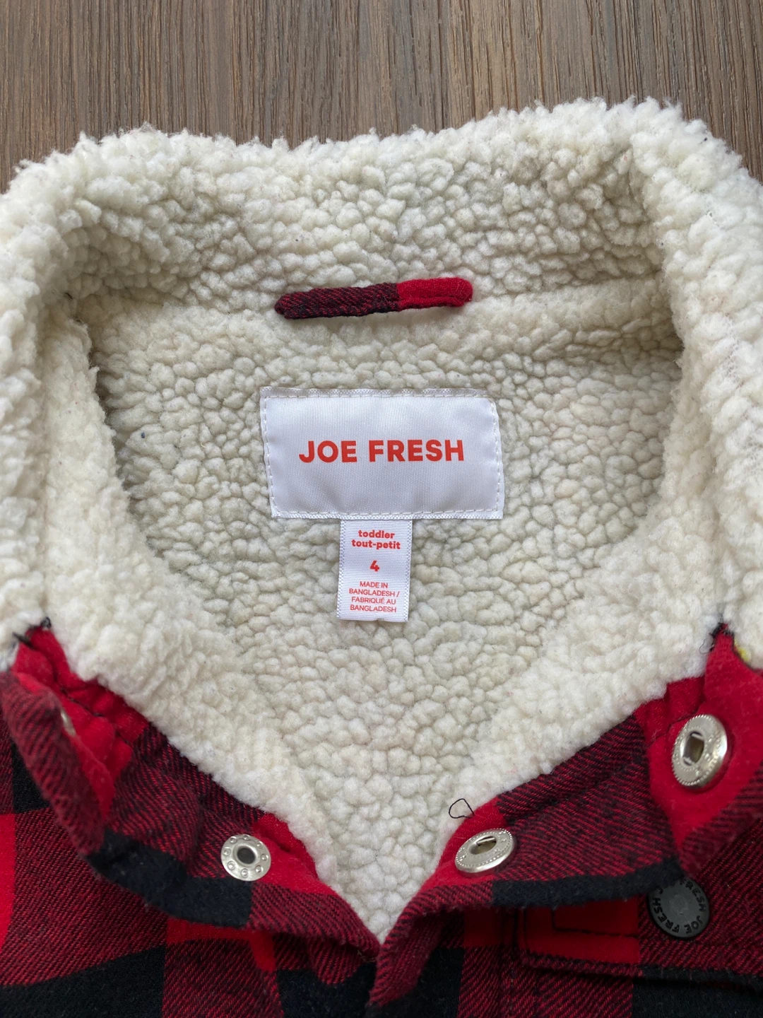 Joe Fresh Toddler Red Plaid Sherpa Lined Jacket Size 4 ⚽️ - photo 2
