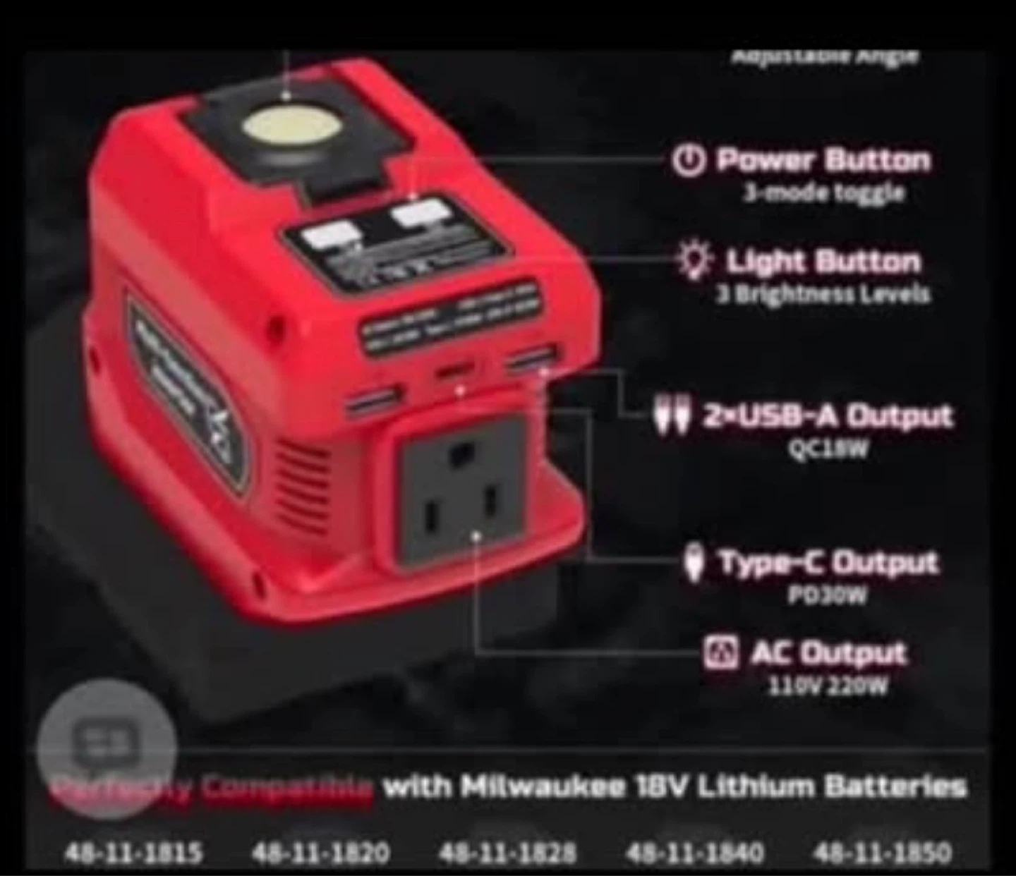 Outdoor 220W Power Inverter with High-Lumen Lighting