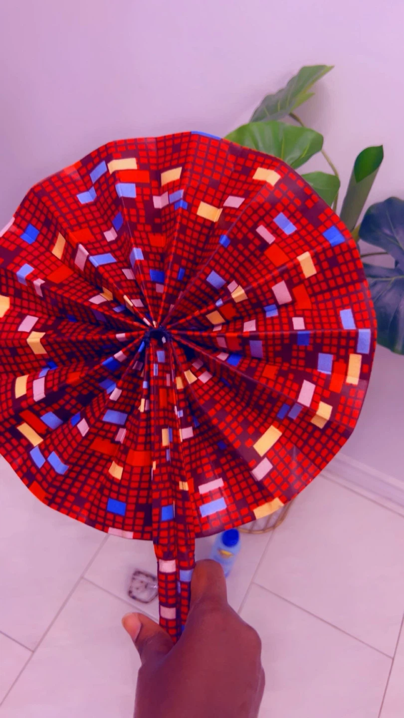African Beach basket with hand held Ankara fan - photo 4