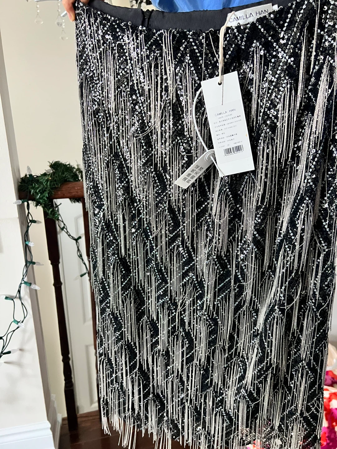 CAMILLA HAN Sequin Fringe Skirt
