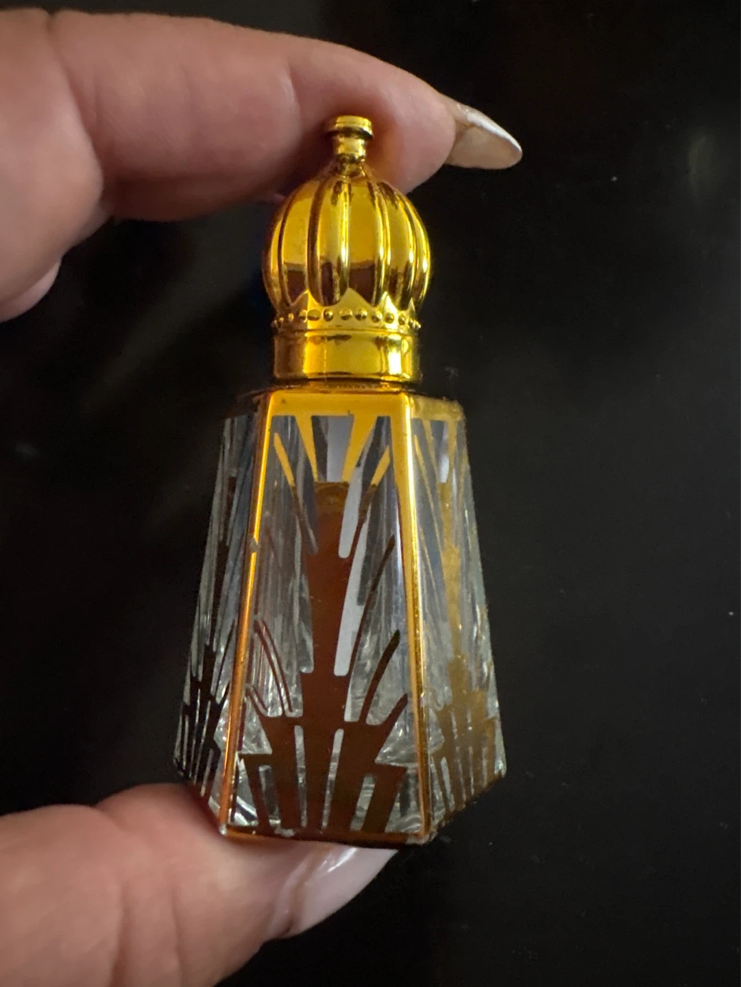 ⚽️ Vintage Arabian Gold Glass Perfume Bottle - photo 4