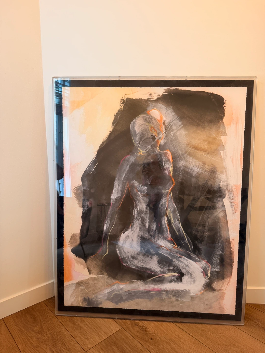 Large abstract painting of a seated figure