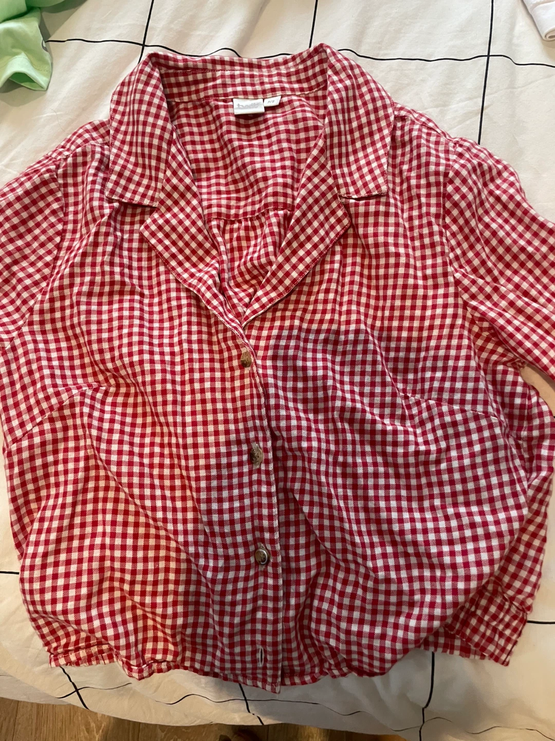 ⚽️Twik Red and White Gingham Button-Up Shirt