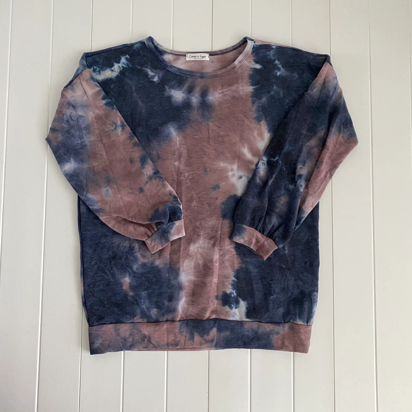 2X 3X New Tie-Dye Pullover Soft Sweatshirt in Navy & Mauve ⚽️ - photo 2
