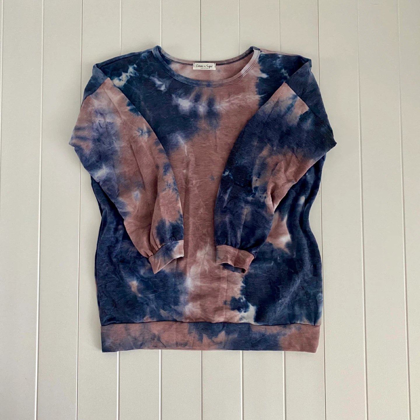 2X 3X New Tie-Dye Pullover Soft Sweatshirt in Navy & Mauve ⚽️