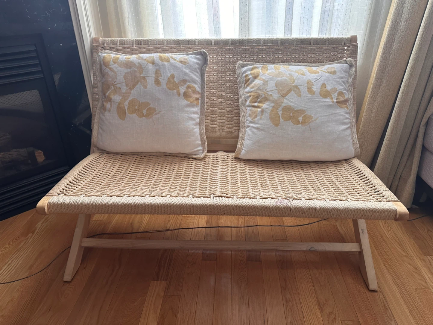 Woven Folding Bench with Two Throw Pillows - photo 2