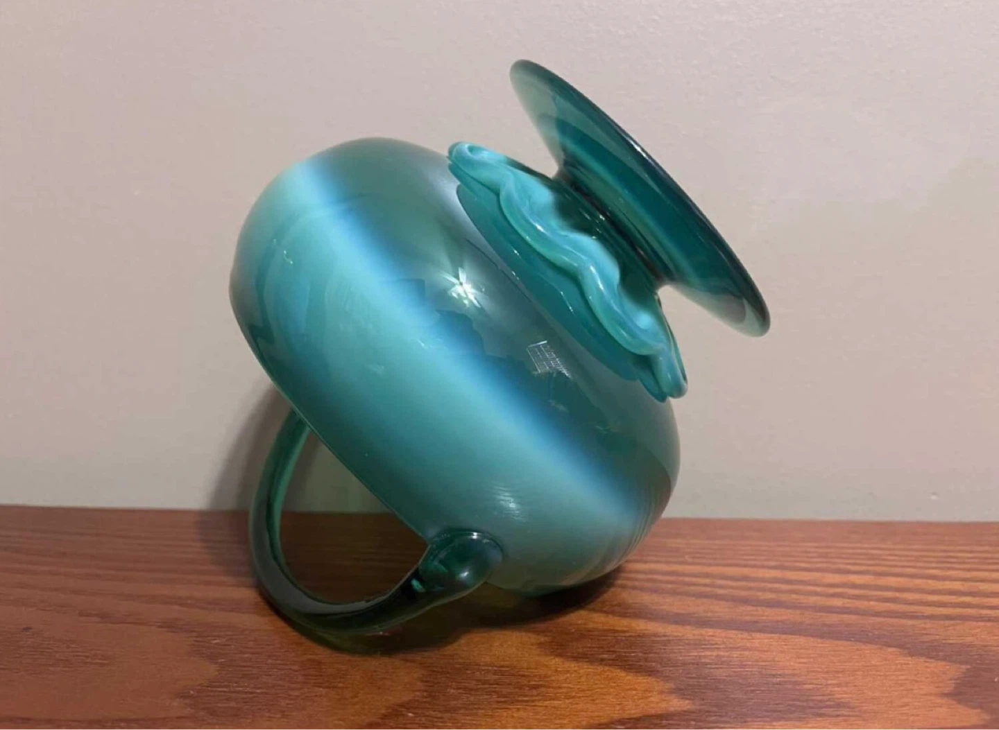 VINTAGE (1970’s) POLISH ART GLASS BOWL WITH HANDLE - photo 4