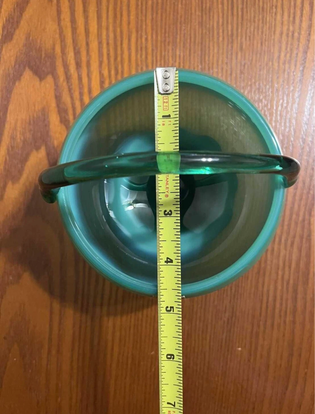 VINTAGE (1970’s) POLISH ART GLASS BOWL WITH HANDLE - photo 3