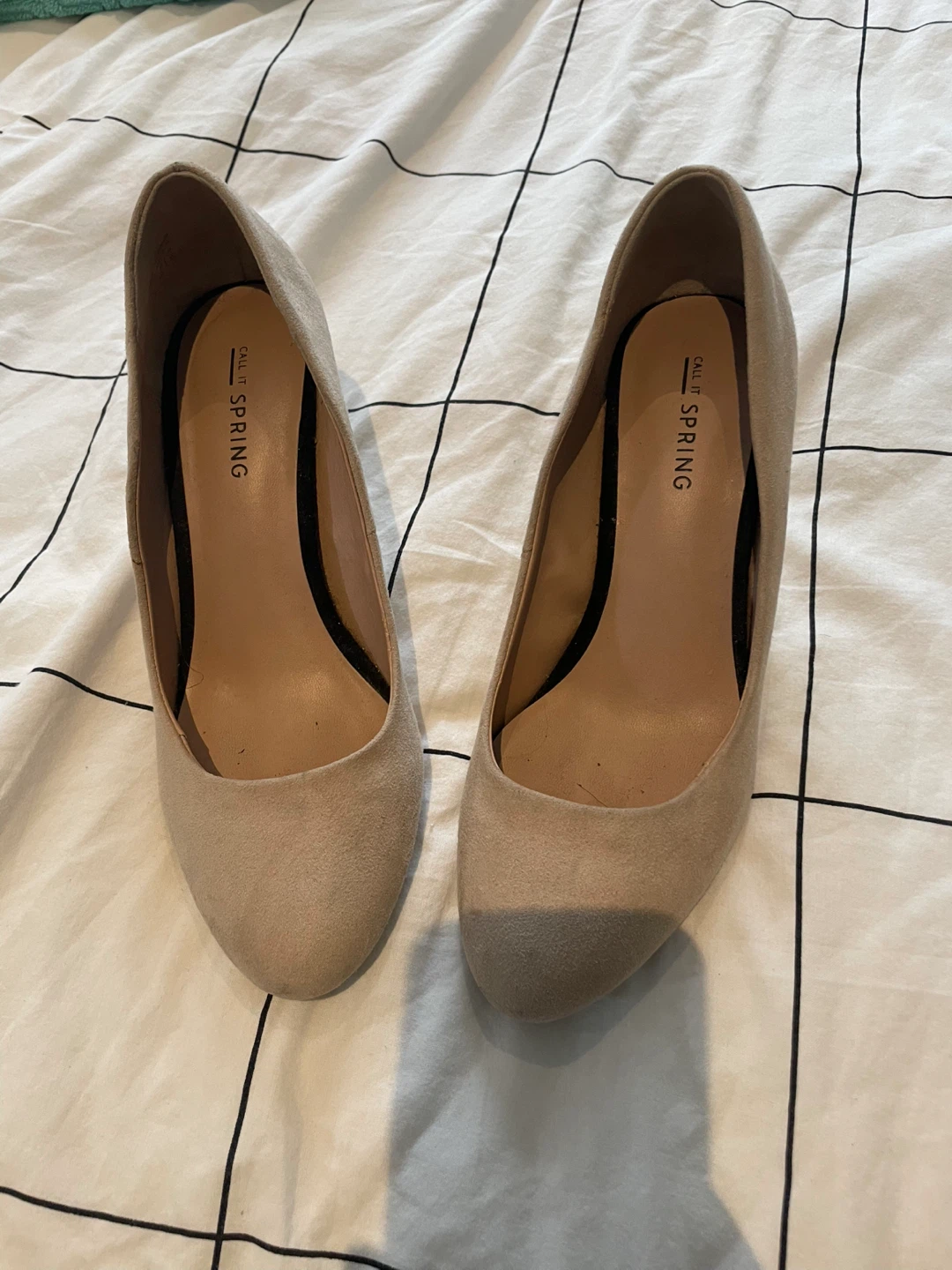 Call It Spring Beige Suede Heels ⚽️