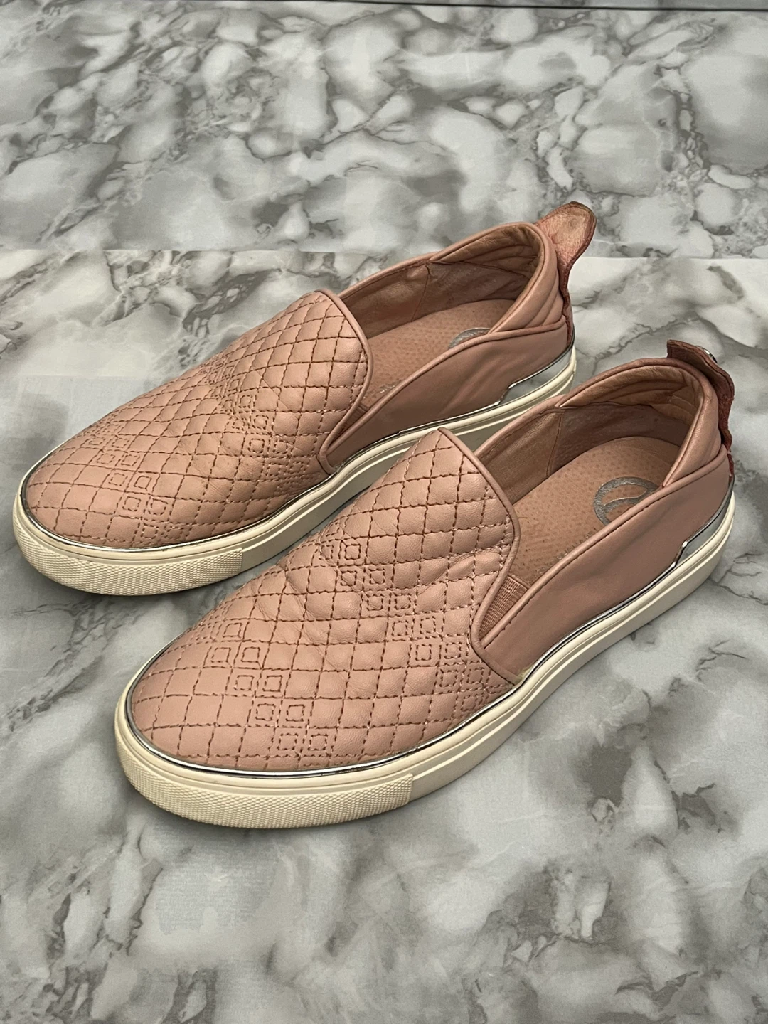 Pink Quilted Slip-On Sneakers