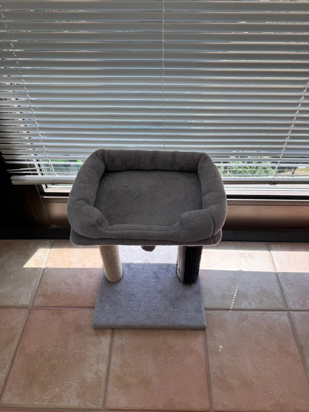 Grey Plush Cat Tree with Scratching Post