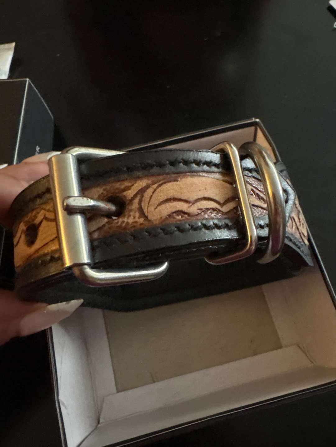⚽️ Leather Dog Collar with Beaded Inlay - photo 2