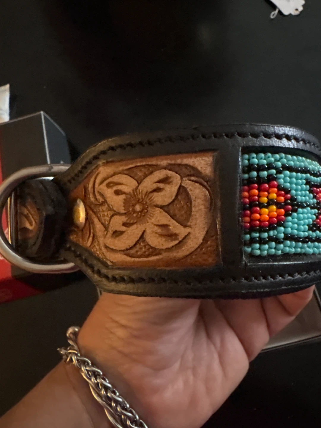 ⚽️ Leather Dog Collar with Beaded Inlay - photo 5