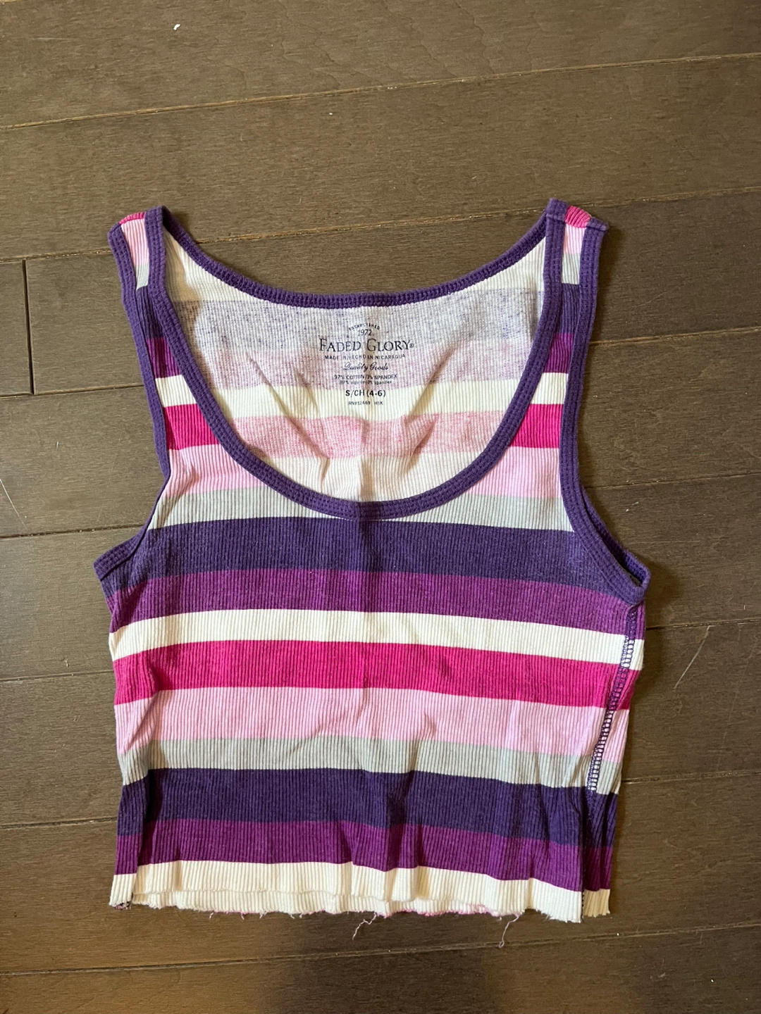 Faded Glory Purple Striped Tank Top