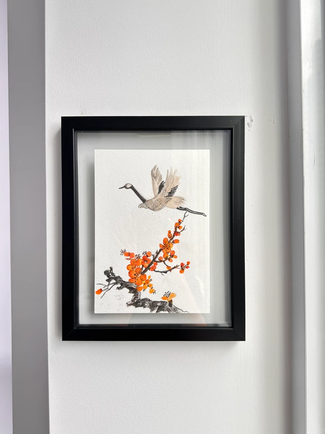 Framed Painting of Goose and Cherry Blossoms - photo 3