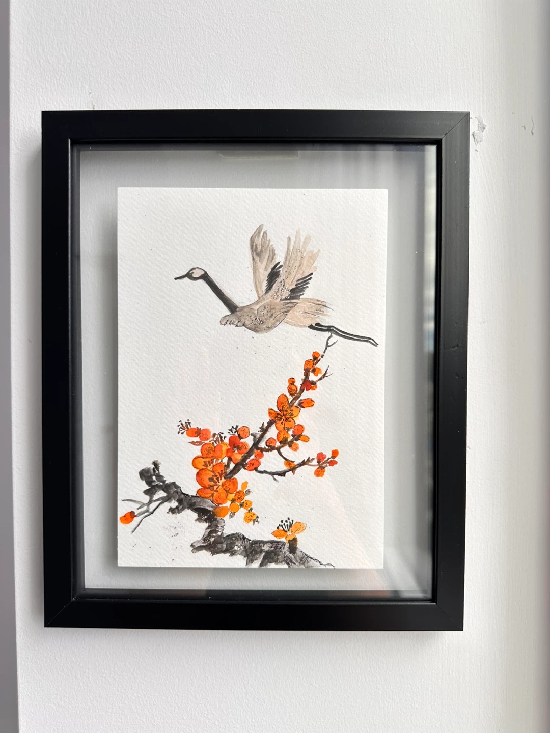 Framed Painting of Goose and Cherry Blossoms - photo 5