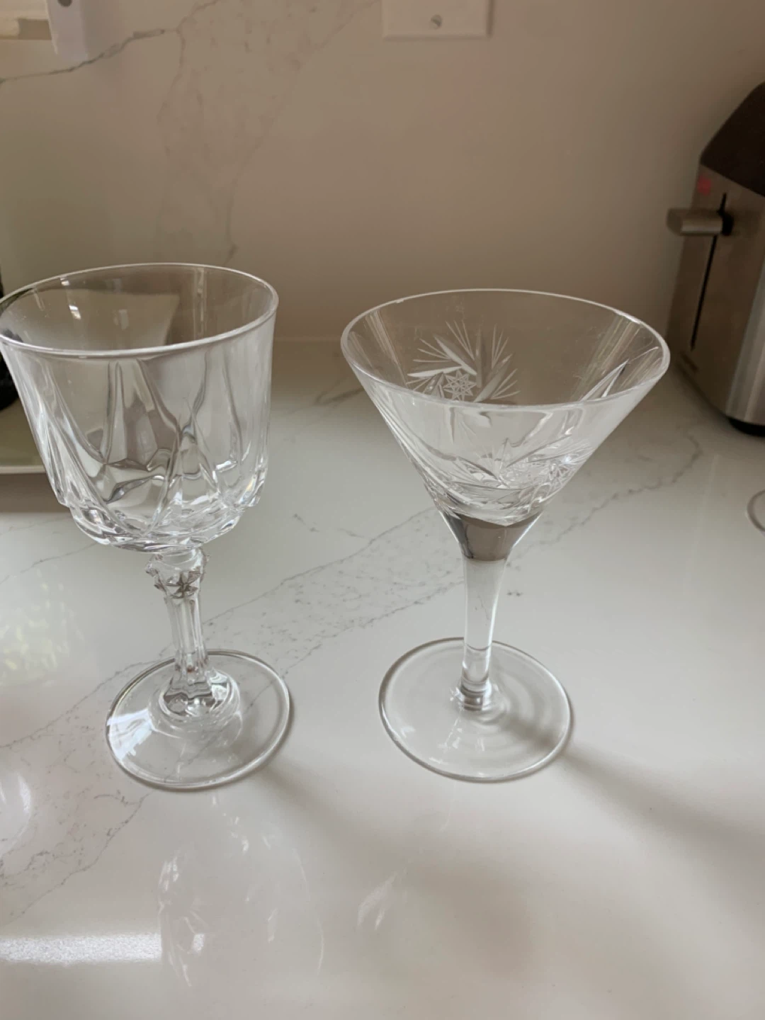 Crystal Cut Wine and Martini Glasses