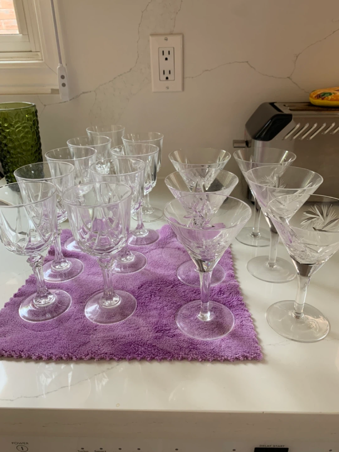 Crystal Cut Wine and Martini Glasses - photo 2