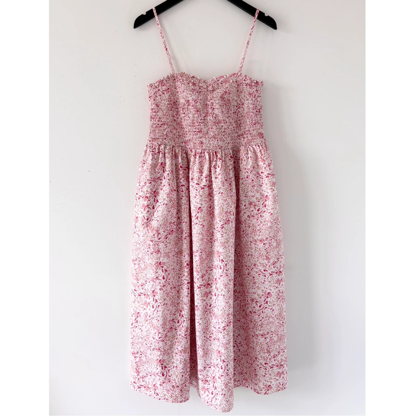 DD77 100% Cotton Floral Smock-Topped Dress