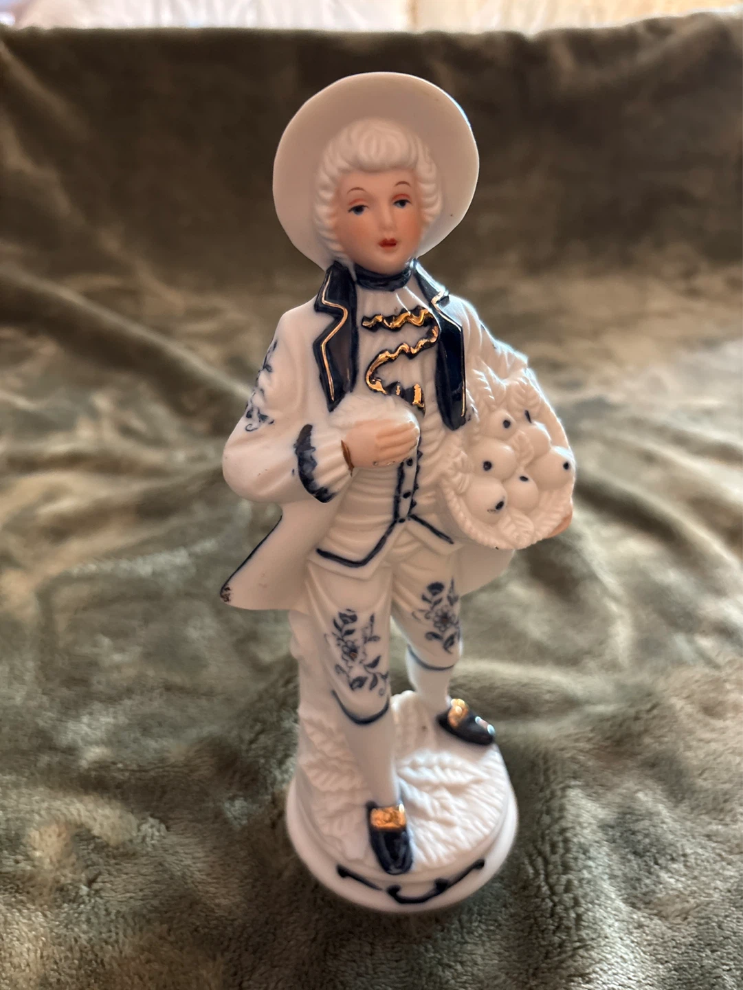 Vintage Porcelain Figurine - Man with Fruit Basket