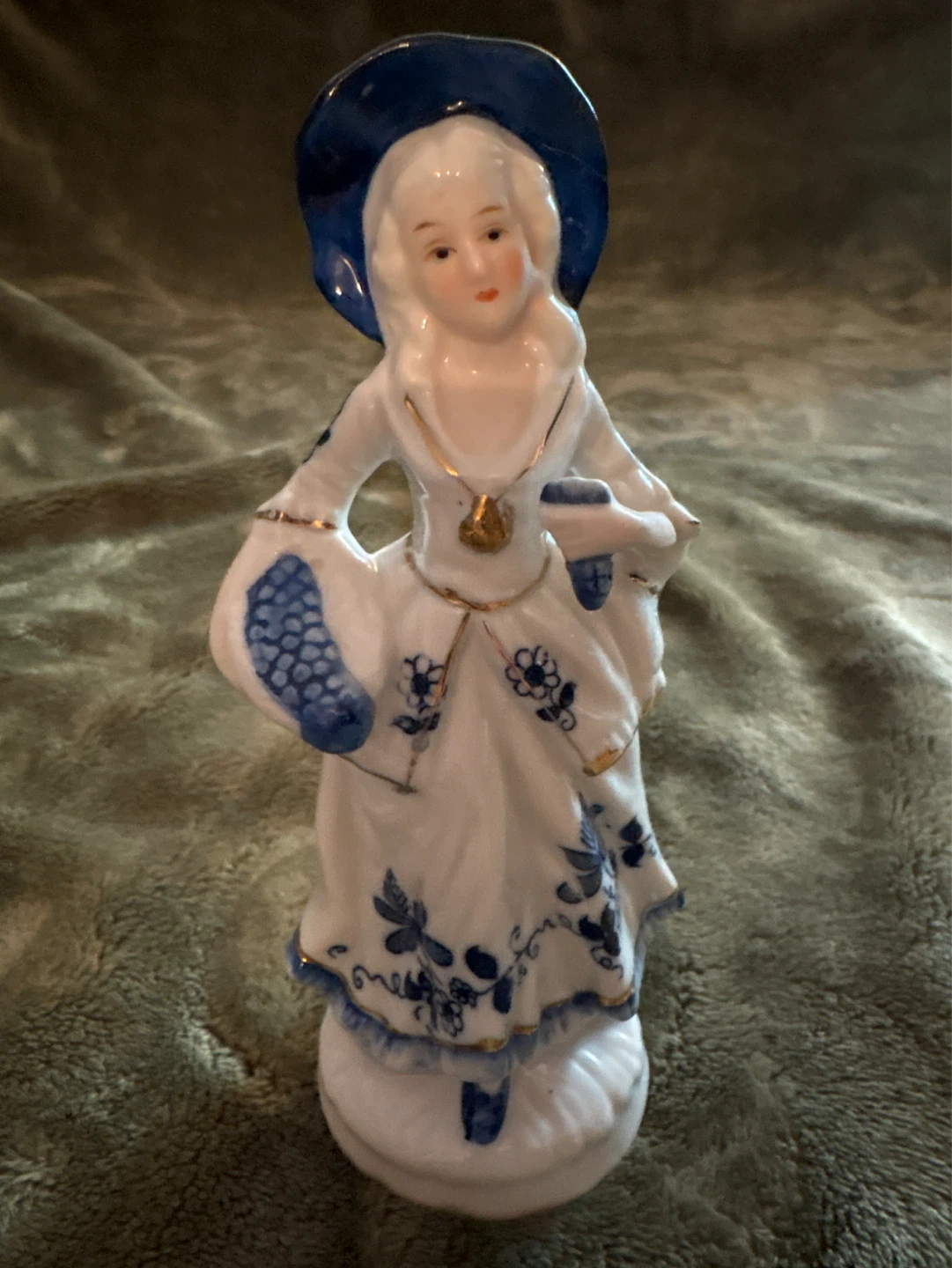Ceramic Figurine of Woman in Blue Hat