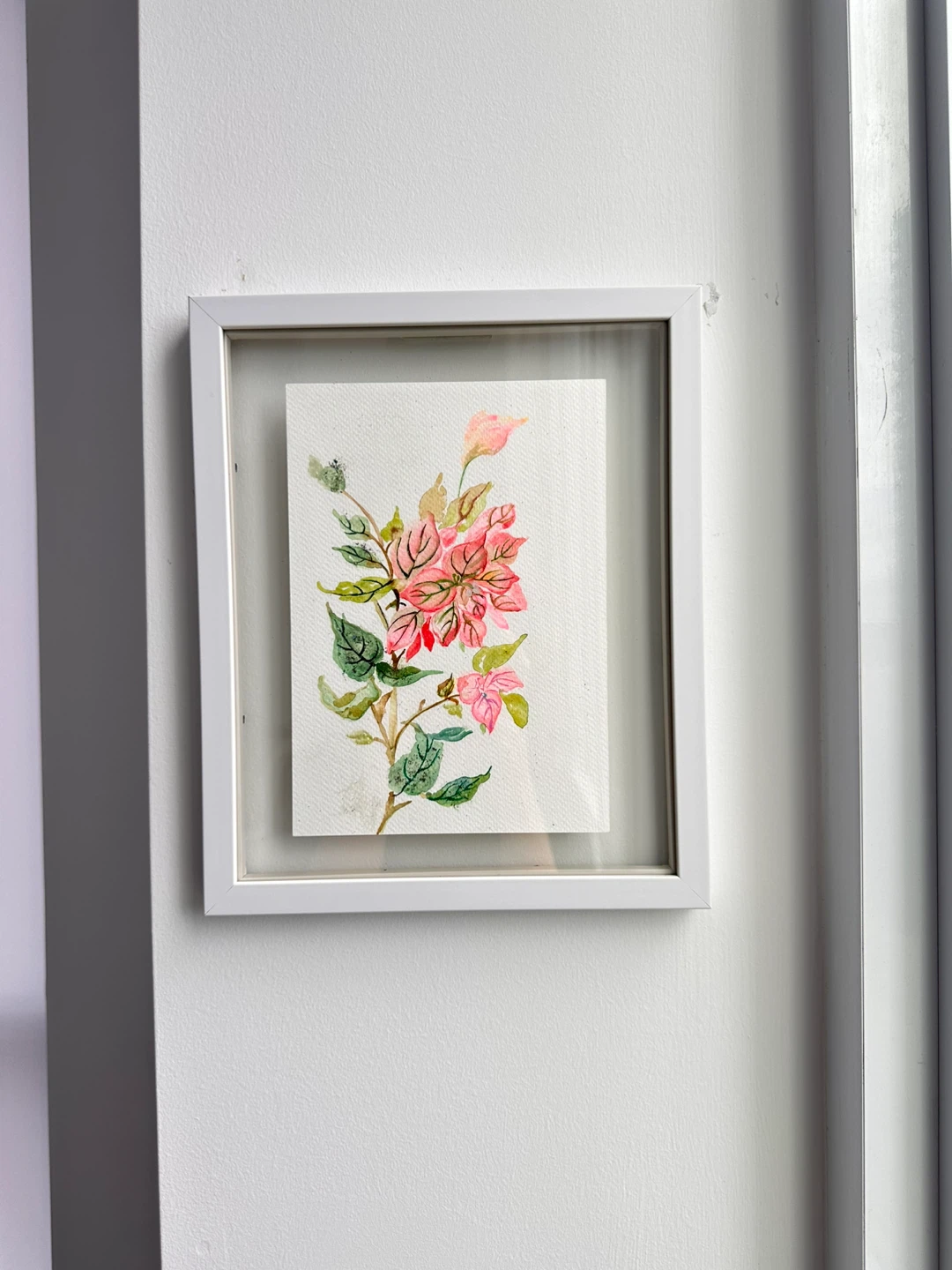 Framed Watercolor Painting of Pink Flowers - photo 2
