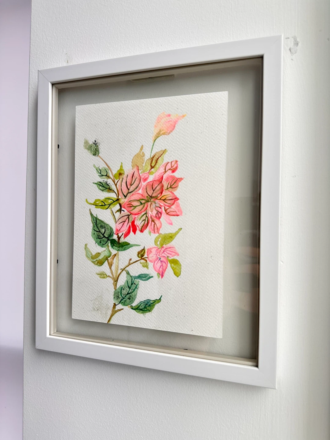 Framed Watercolor Painting of Pink Flowers - photo 3
