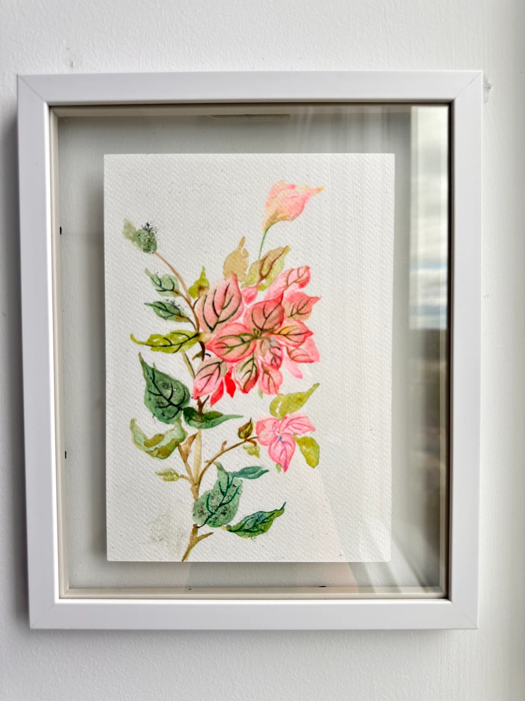 Framed Watercolor Painting of Pink Flowers - photo 4