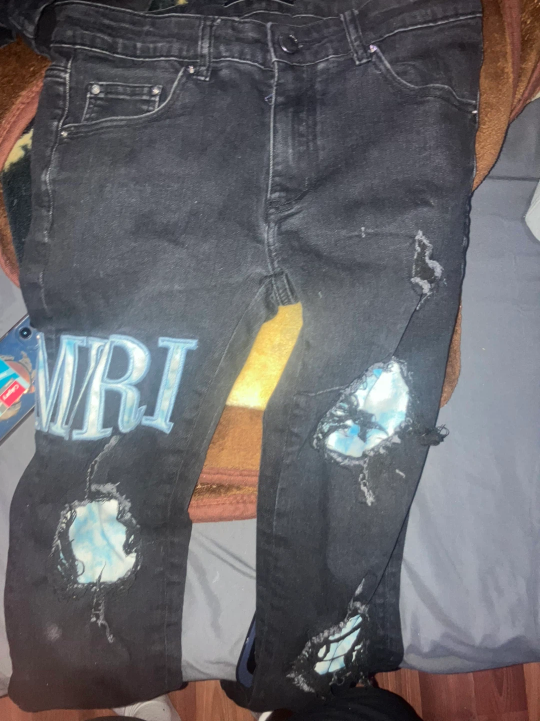 AMIRI Black Jeans with Tie-Dye Detail