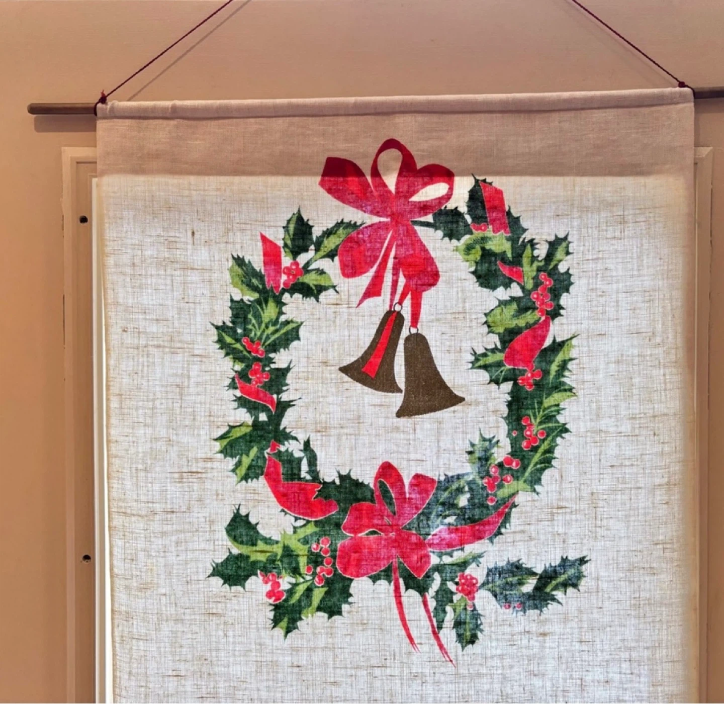 ⚽️Vintage Christmas Pure Irish Linen Wall Hanging - photo 2