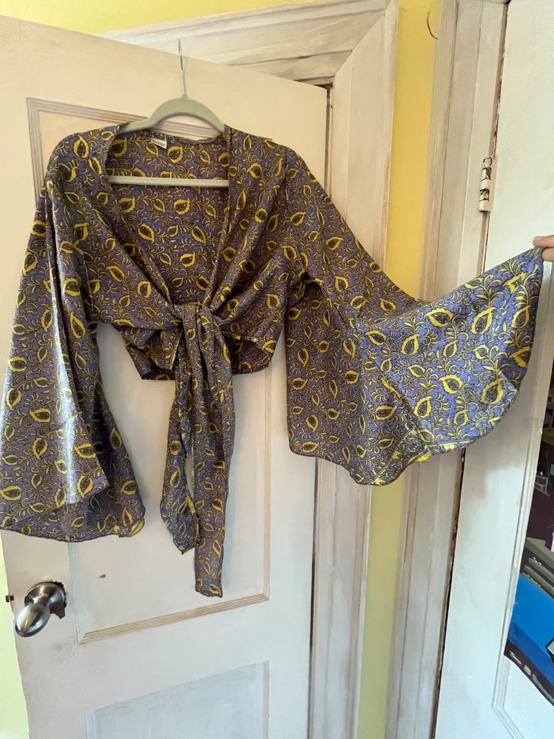 1970’s vintage paisley purple wrap top - photo 2